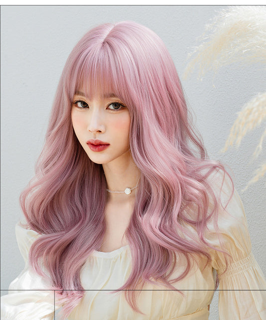 Sakura pink wavy long curly hair A31039