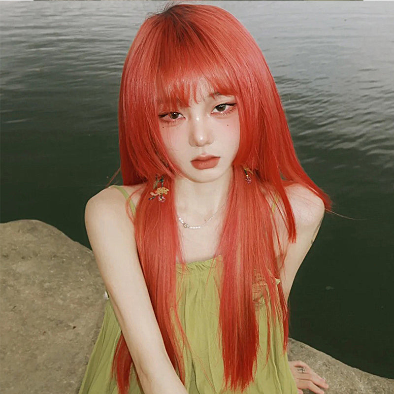 orange red wig A40176