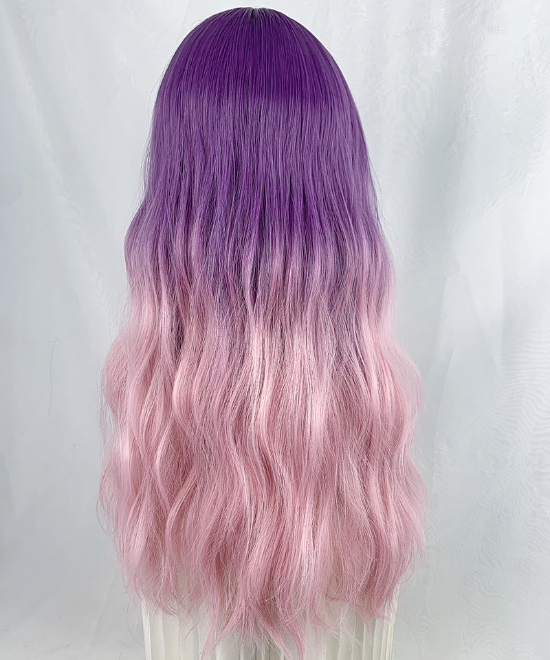Pink blue purple gradient wig A30466