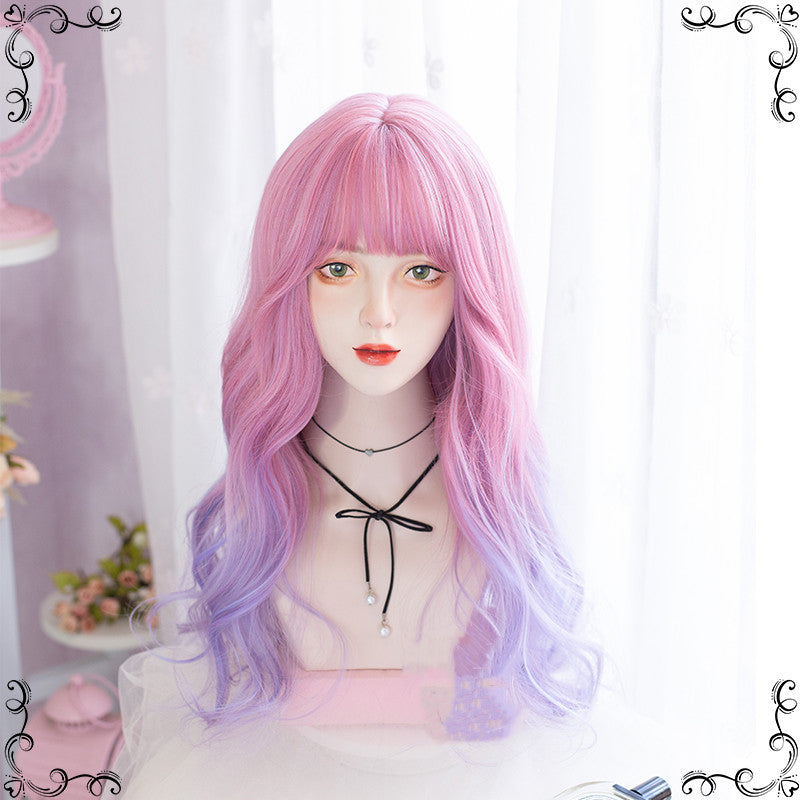 Pink blue purple gradient wig A20816