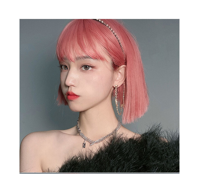 Sakura pink color bob wig A10918