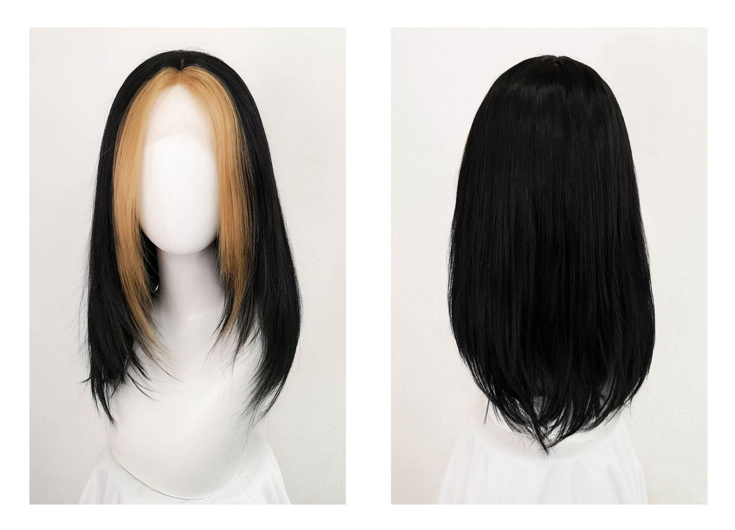 Front Lace Highlights Black Wig A40221