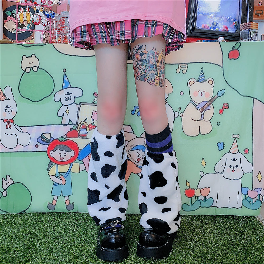 Cow Pattern Plush Socks A40253