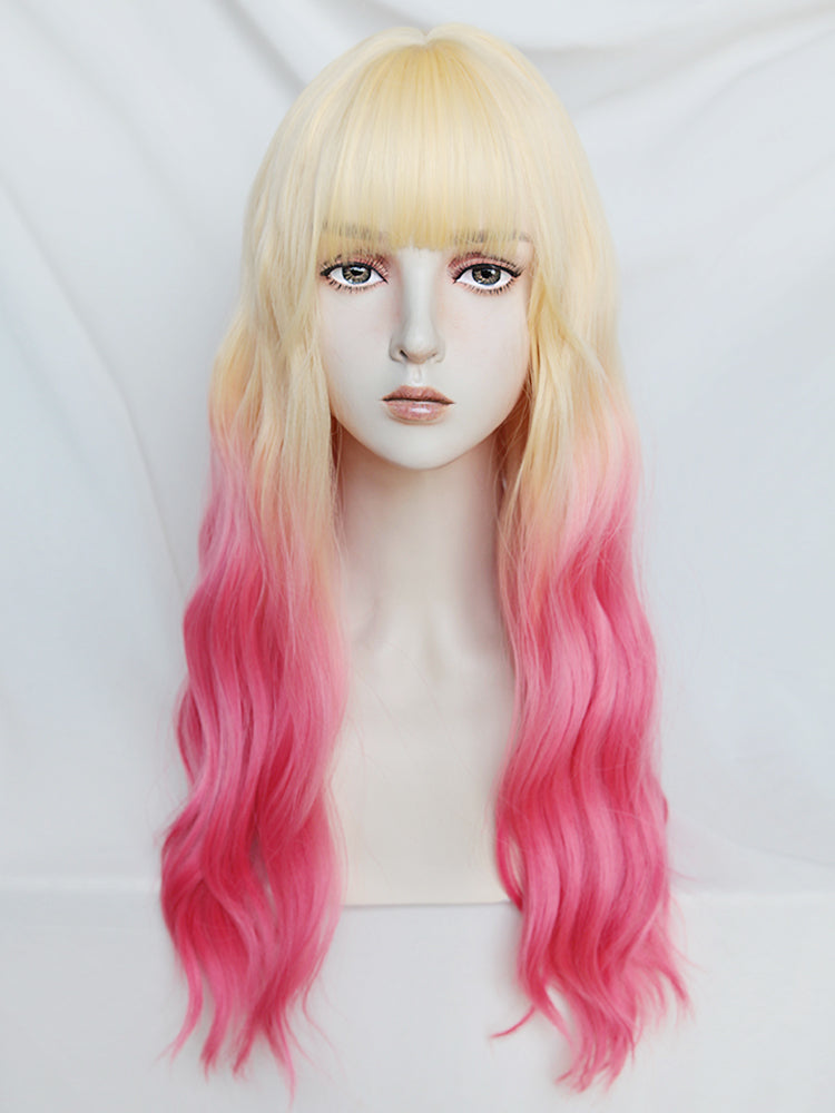 Milk girl group gold gradient pink wig A30613