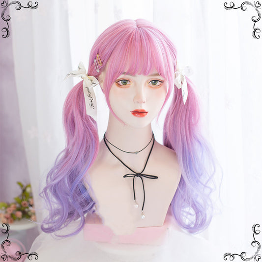 Pink blue purple gradient wig A20816