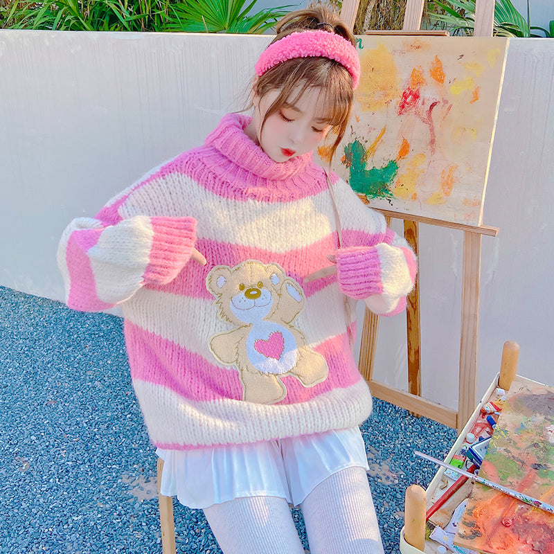 Sweet and cute bear knitted sweater A20242
