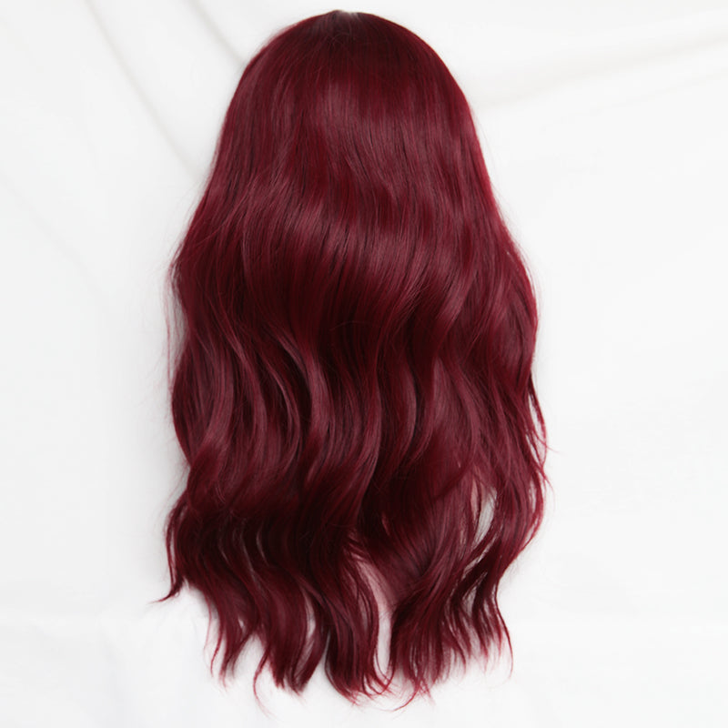wine red big wave wig A30700