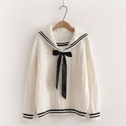 Retro twist knit sweater A30043