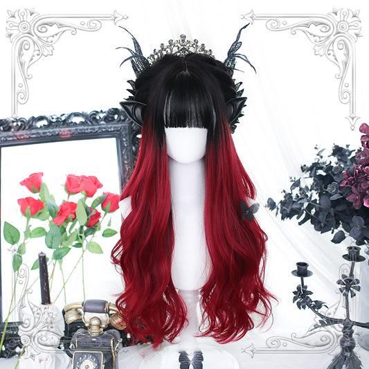 Purgatory black and red gradient curly hair A40236