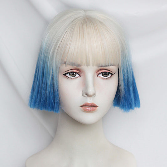 silver blue wig A30608