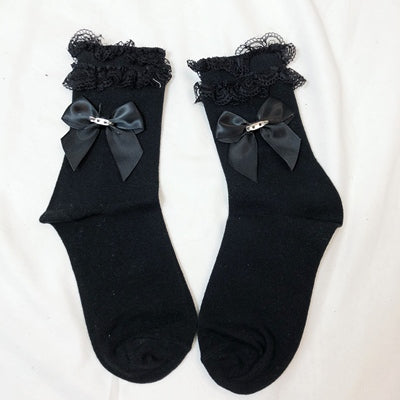 Lace bow socks A40485