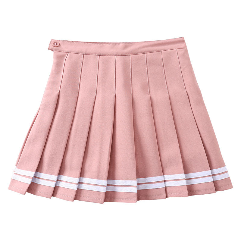 striped panel pleated skirt A30923