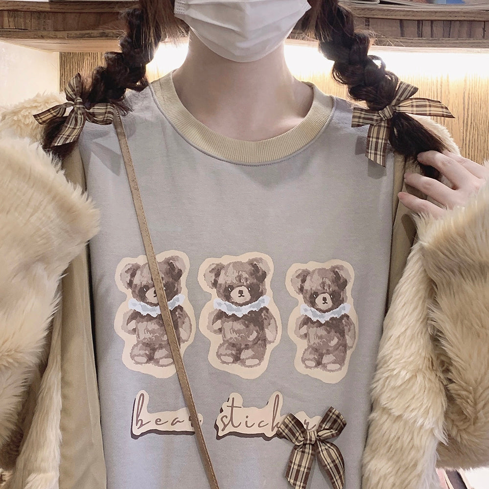 girls bear print sweatshirt A40179