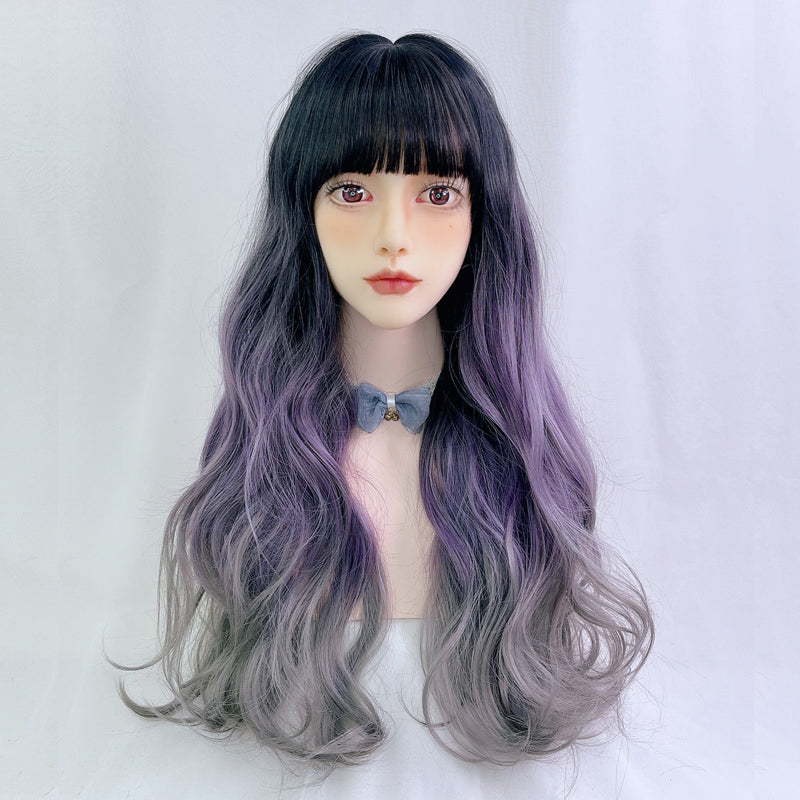 Black gradient purple highlight wig A30167