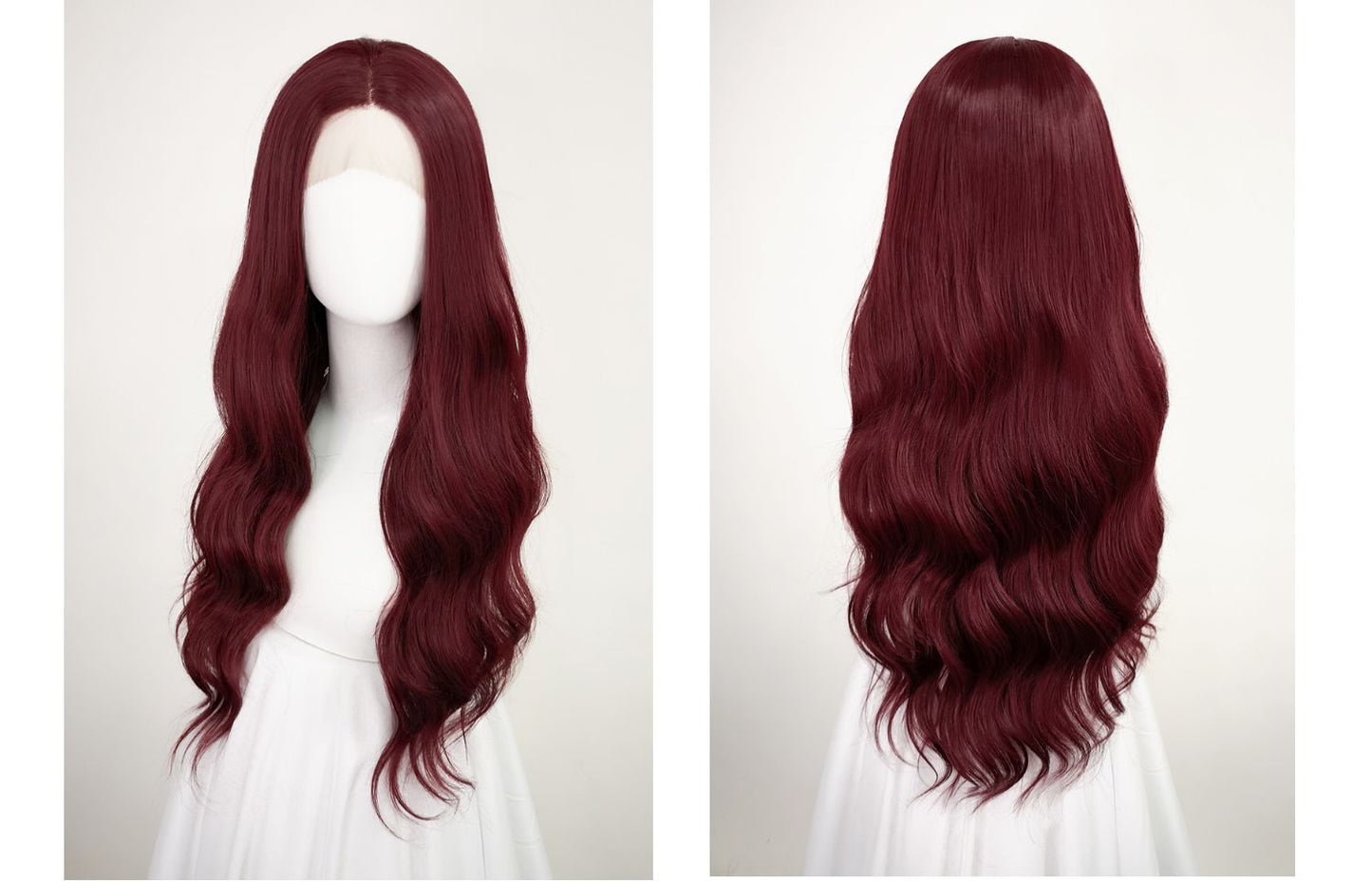 Burgundy long curly hair A40191