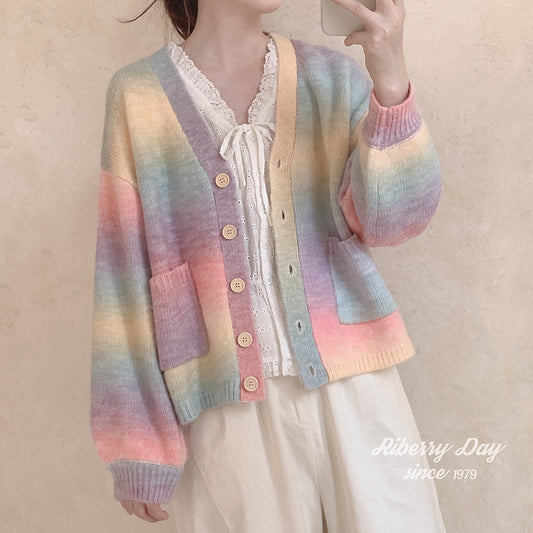 Rainbow Ombre Knit Cardigan A40154