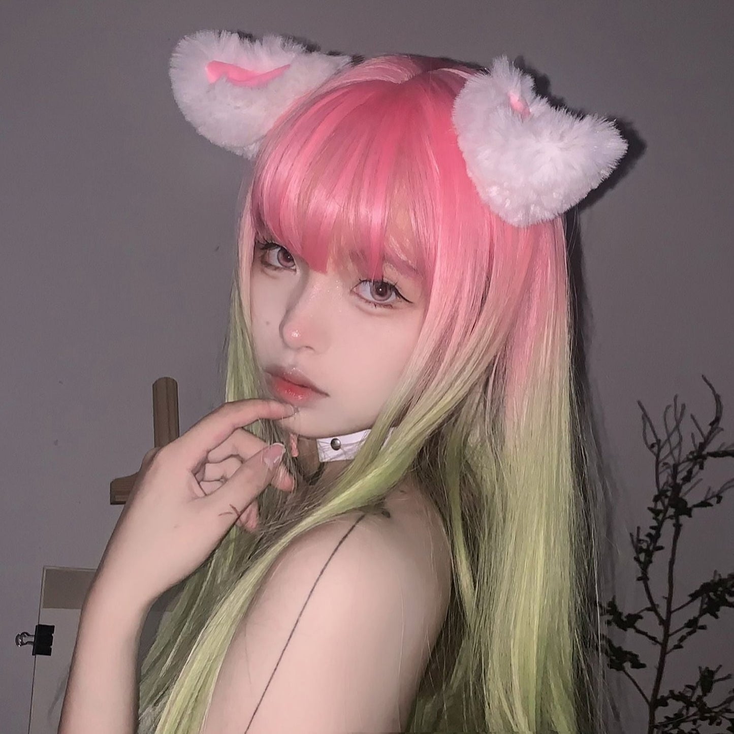 Pink Green Gradient Wig A40067