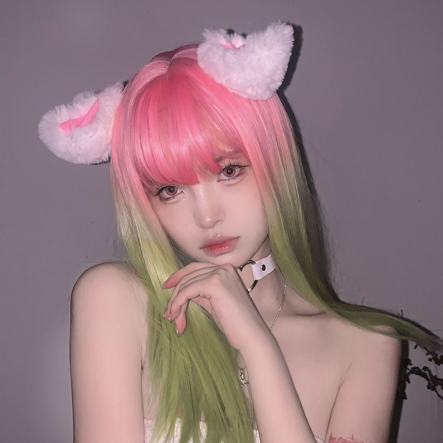 Pink Green Gradient Wig A40067