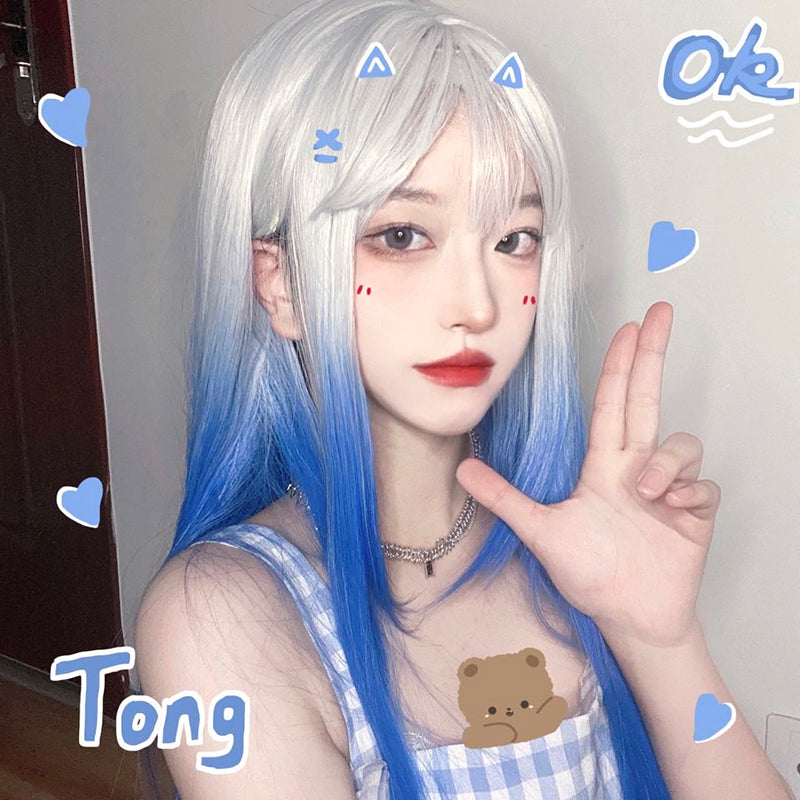 Kawaii blue gradient Lolita wig A20306