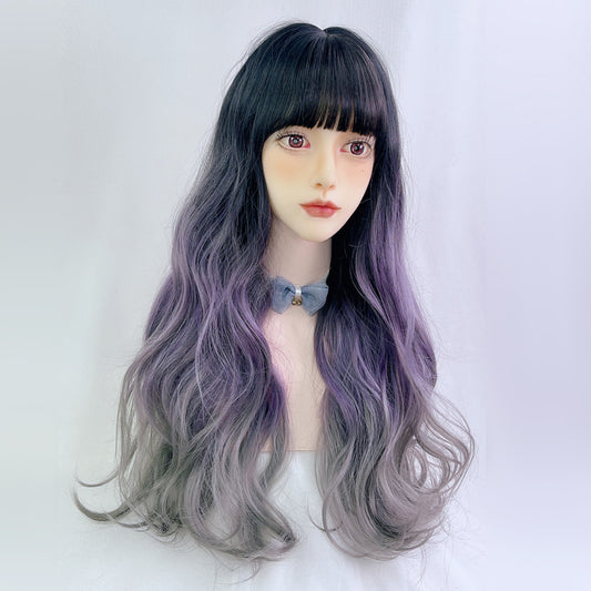 Black gradient purple highlight wig A30167