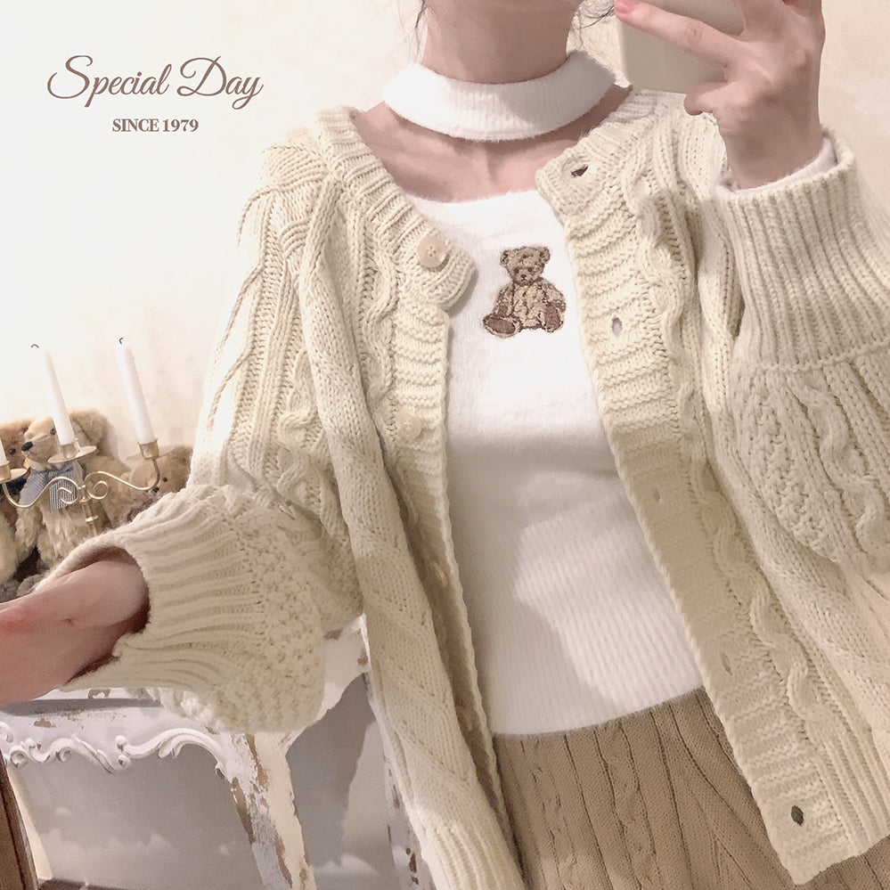 embroidered teddy bear sweater A40267