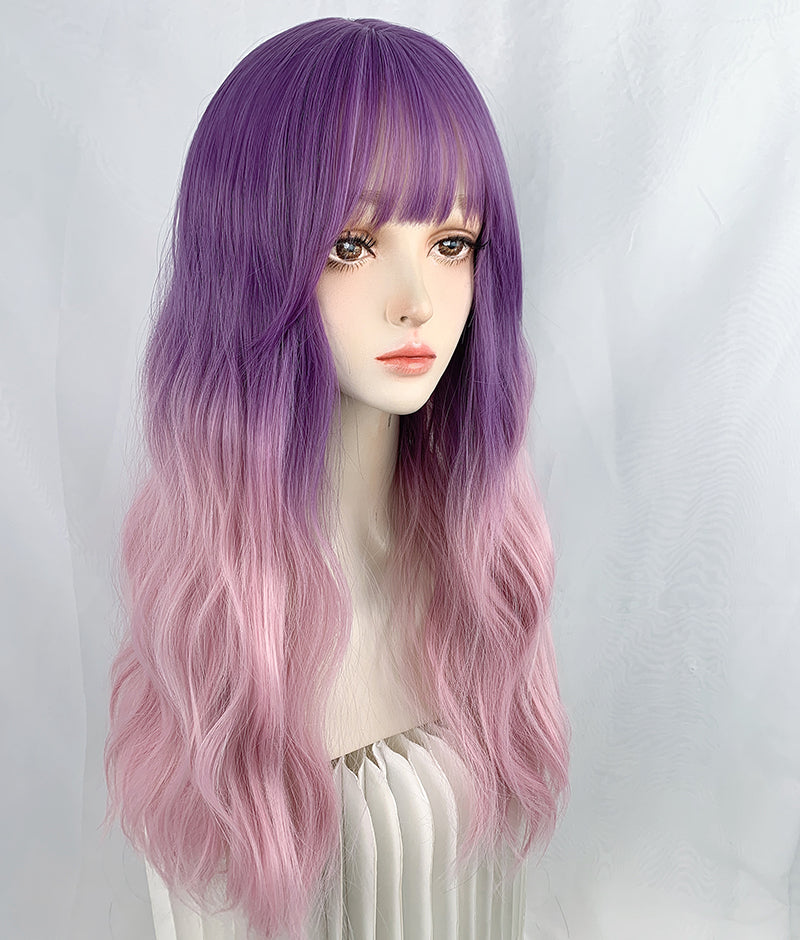 Pink blue purple gradient wig A30466