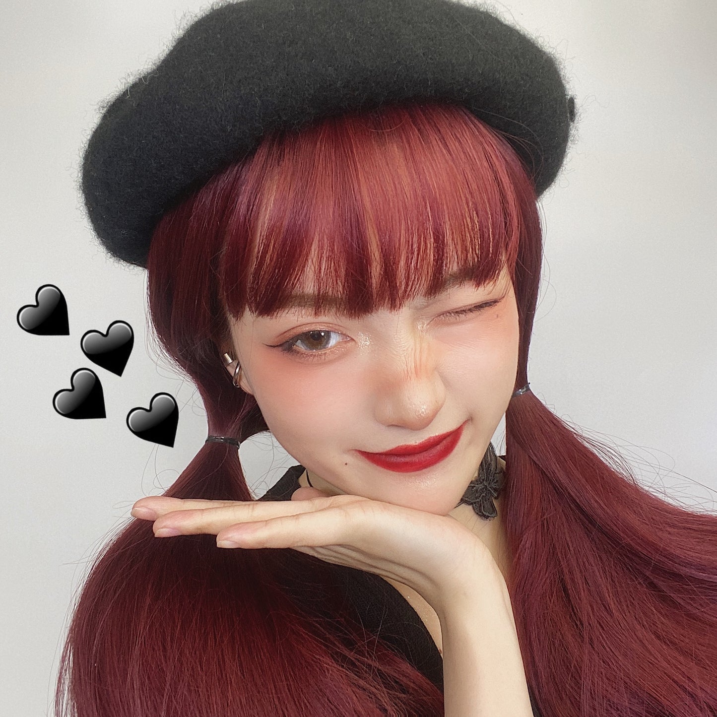 berry red wig A30703