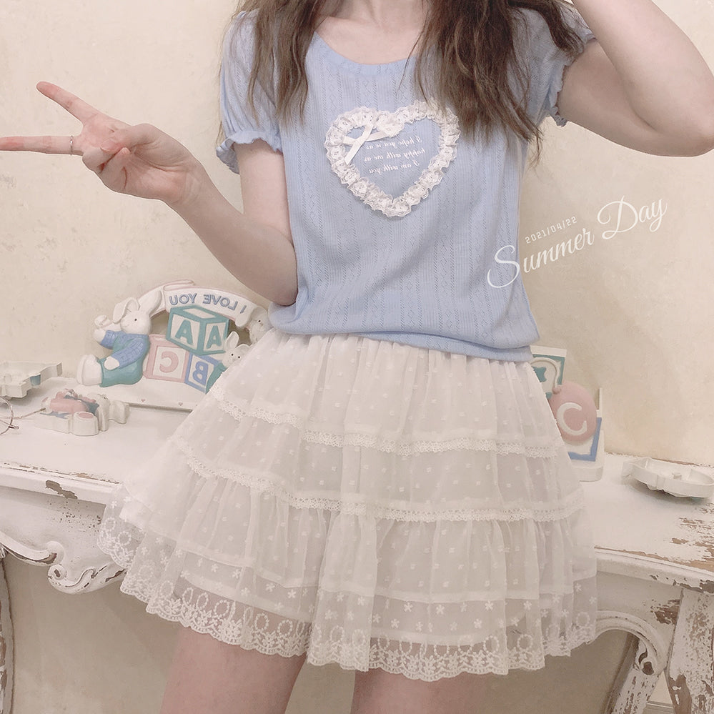 Heart Lace Bow T-Shirt A30747