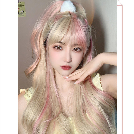 Golden pink highlight wig A30168
