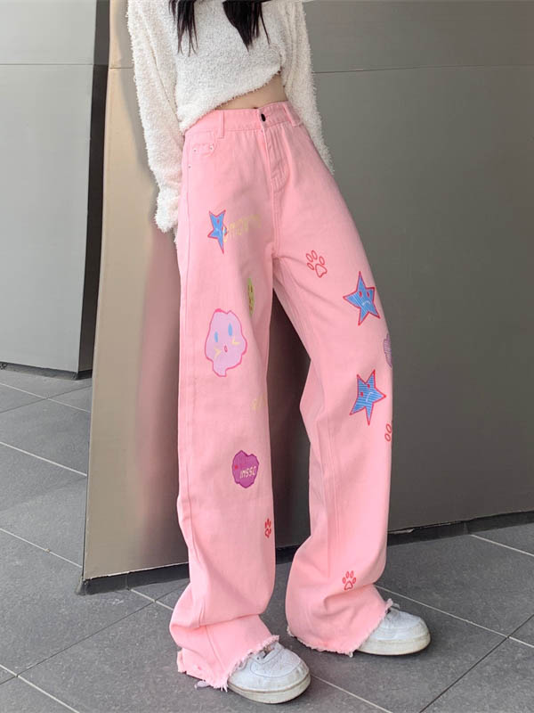 pink cartoon jeans A40343