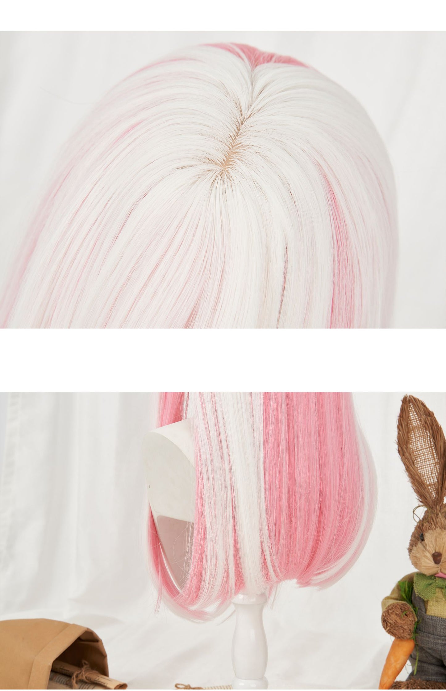 Pink and white gradient wig A20068