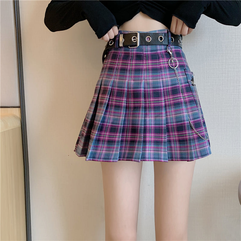 Fashionable retro plaid skirt A10944