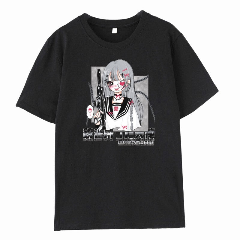 Gun girl print T-shirt A30001