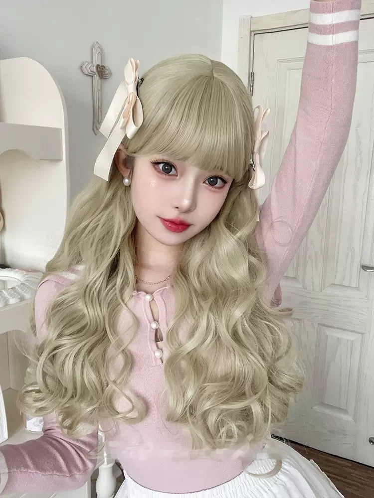 Lolita golden wavy curly wig A40596