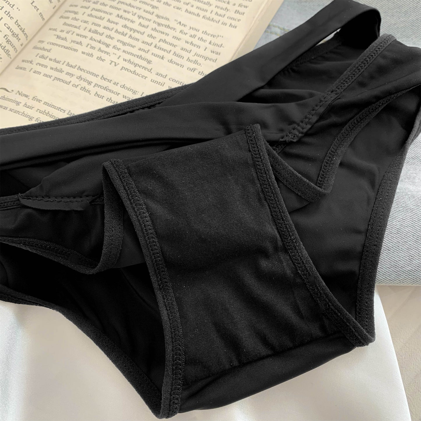 Black low waist trendy underwear A40728