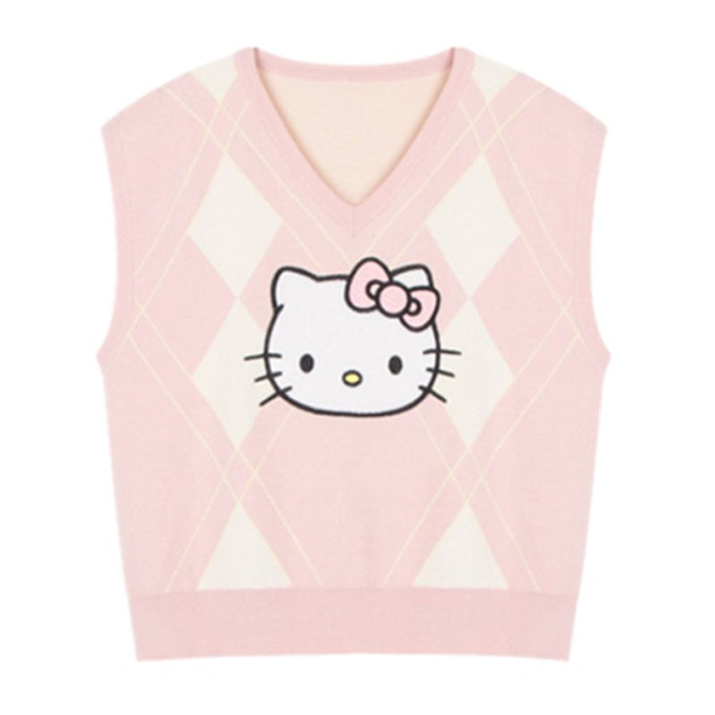 Pink Cat Knit Vest A10642