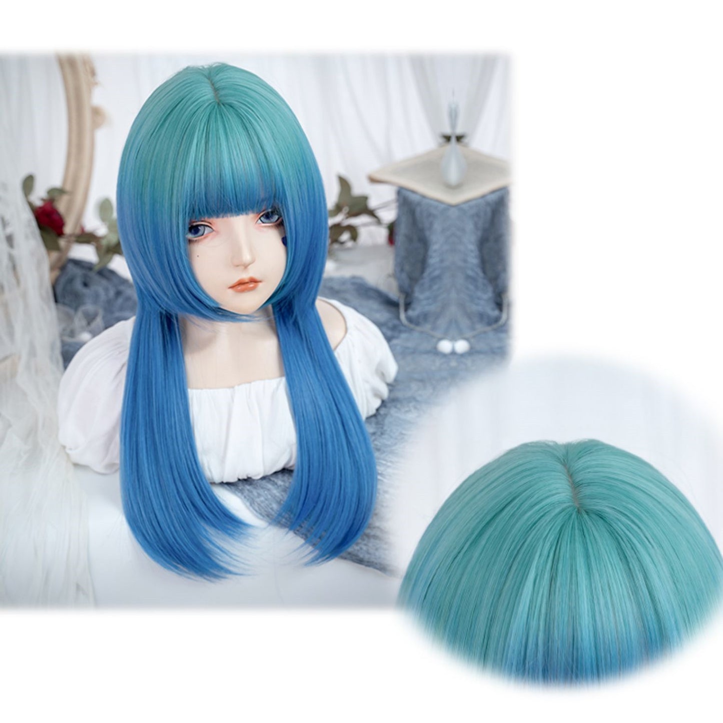 Blue green jk gradient wig A40589