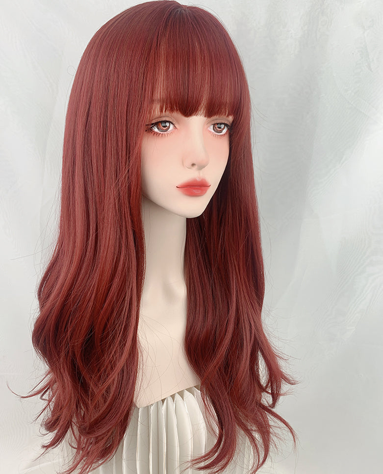 Rose Red Slightly Curly Wig A30836