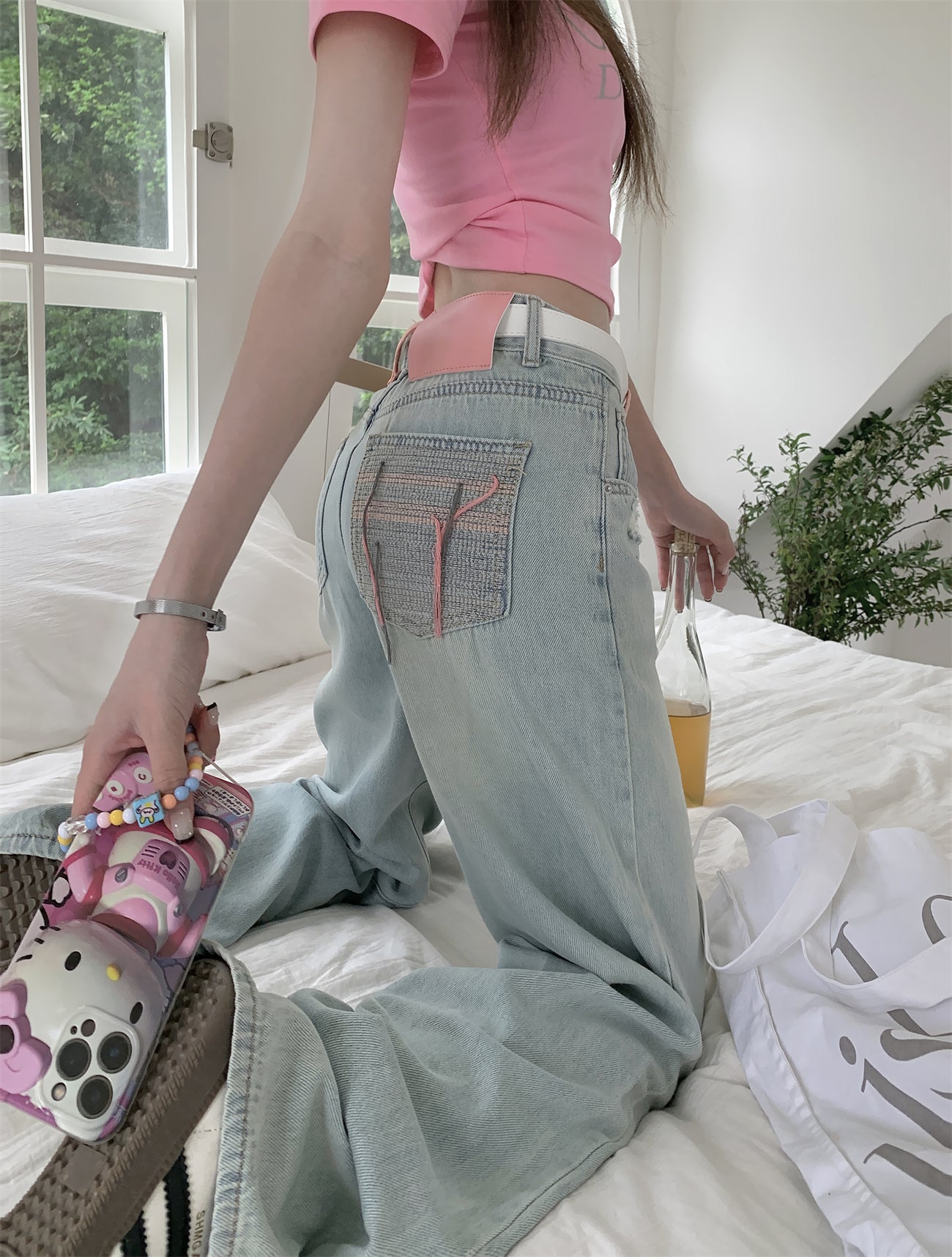 Ripped Straight Jeans A40733