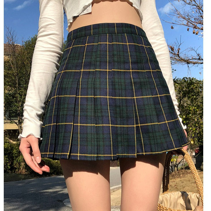 girl's plaid pleated skirt A30924