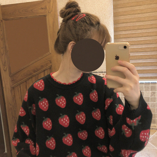 Red strawberry cute sweater A40109